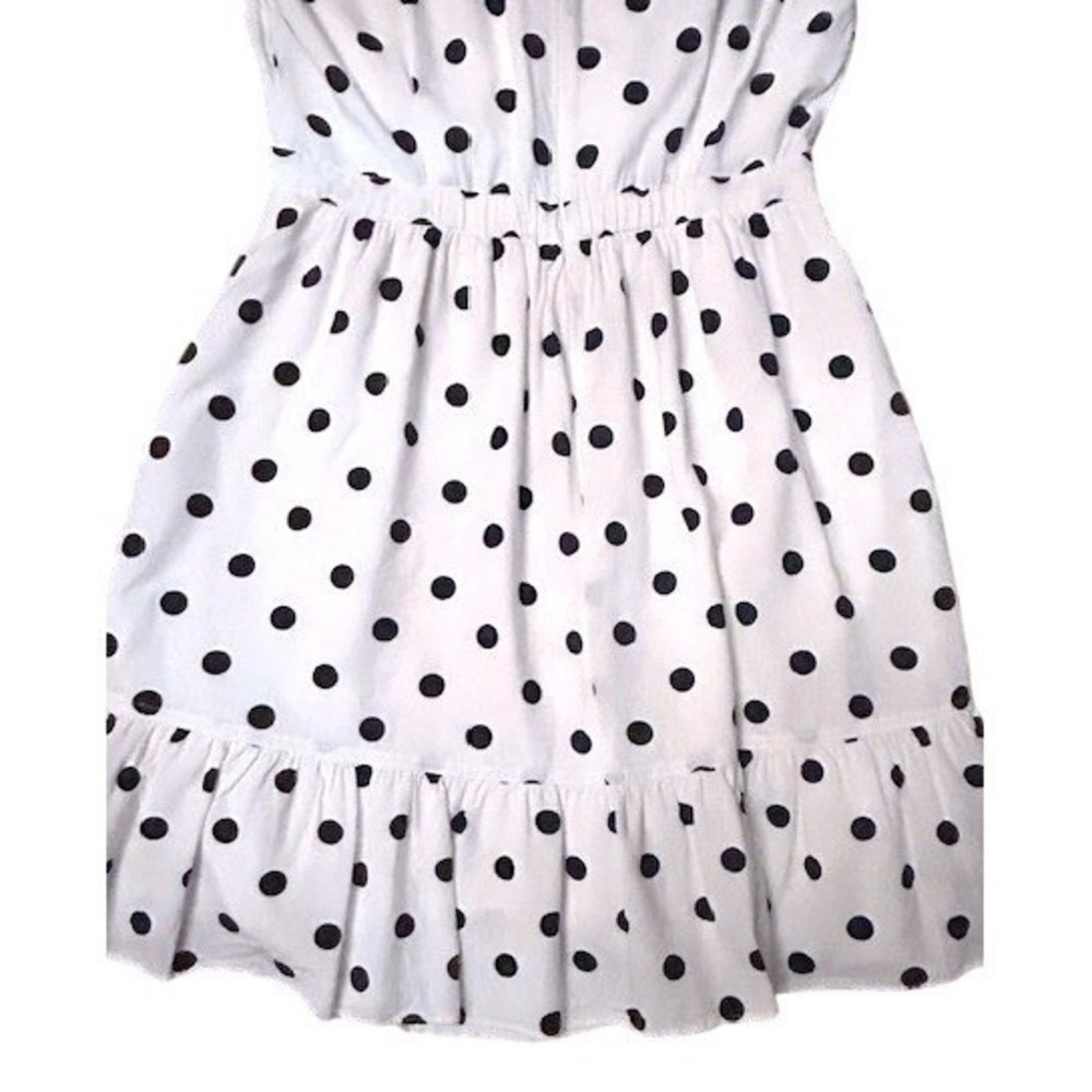 J.Crew Polka Dot Faux Wrap Mini Dress White Navy Blue Preppy Retro Vibe Size 2 - Picture 9 of 13